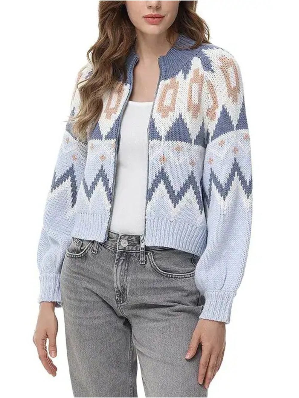 525 America NWT Victoria Fair Isle Zip Bomber Jacket | S